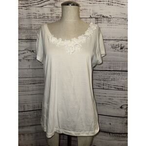 Nomadic Traders 100% Pima‎ Cotton White V Neck Tee M Peru